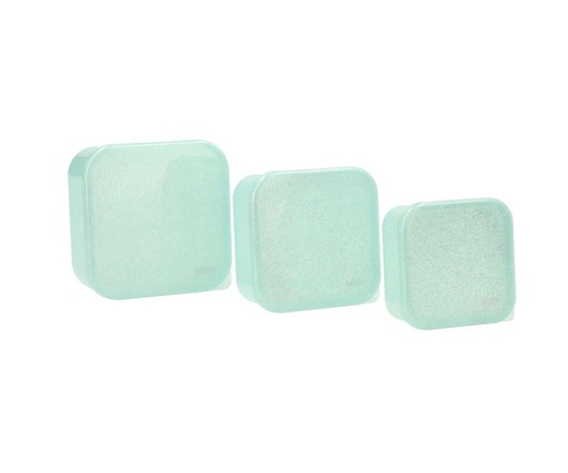 [76571] 3 Cajas Almuerzo Aqua Glitter Turquoise