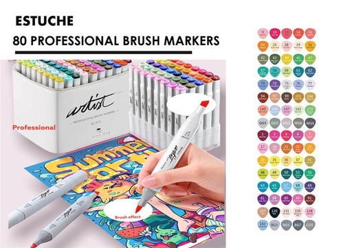 [AB-1280] ROTULADORES LUXE PROFESSIONAL BRUSH MARKER 80 COLORES punta pincel
