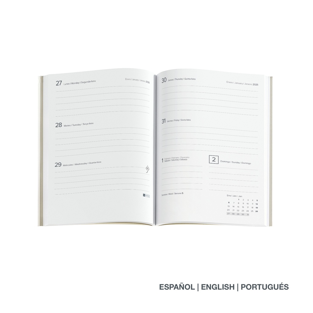 AGENDA JOURNAL SEMANA VISTA CUADROS FLEX.ROSA 2025