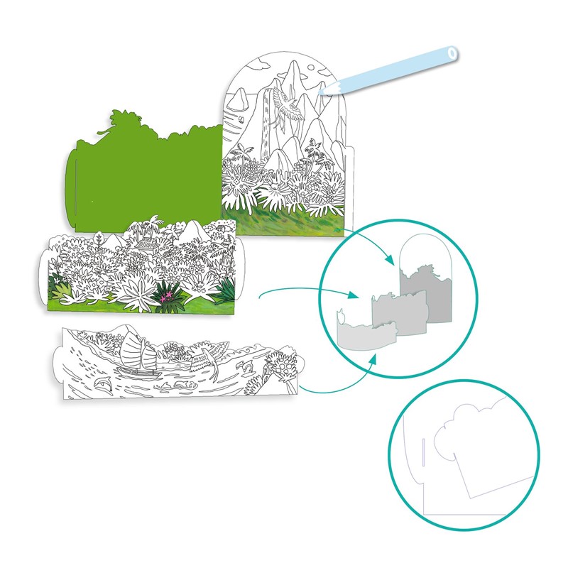 Colorear Diorama En la cima de la isla 3D Djeco de 8 a 99 años
