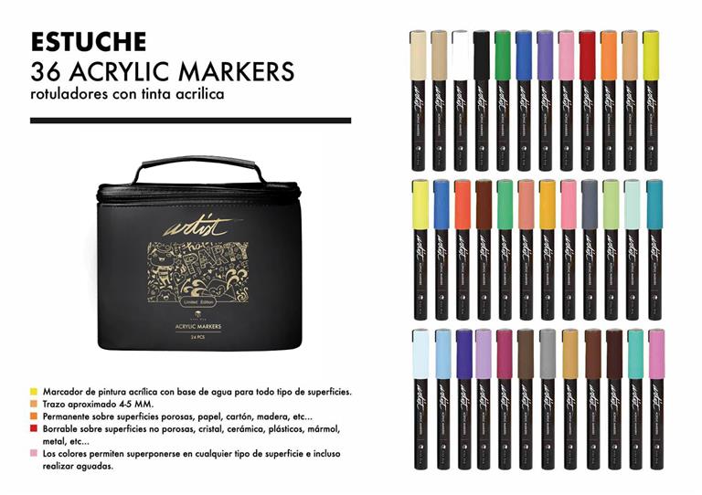 ESTUCHE ACRILICOS GAMA ARTIST,ORGANIZADOR 36 COL.