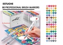 ROTULADORES LUXE PROFESSIONAL BRUSH MARKER 80 COLORES punta pincel