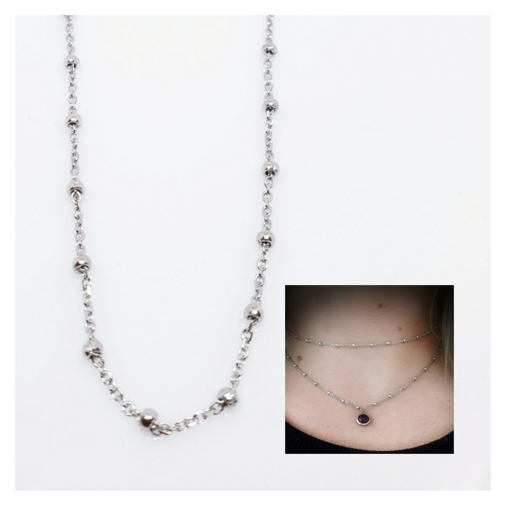 Collar cadena pegada plata bolitas ThäiBa