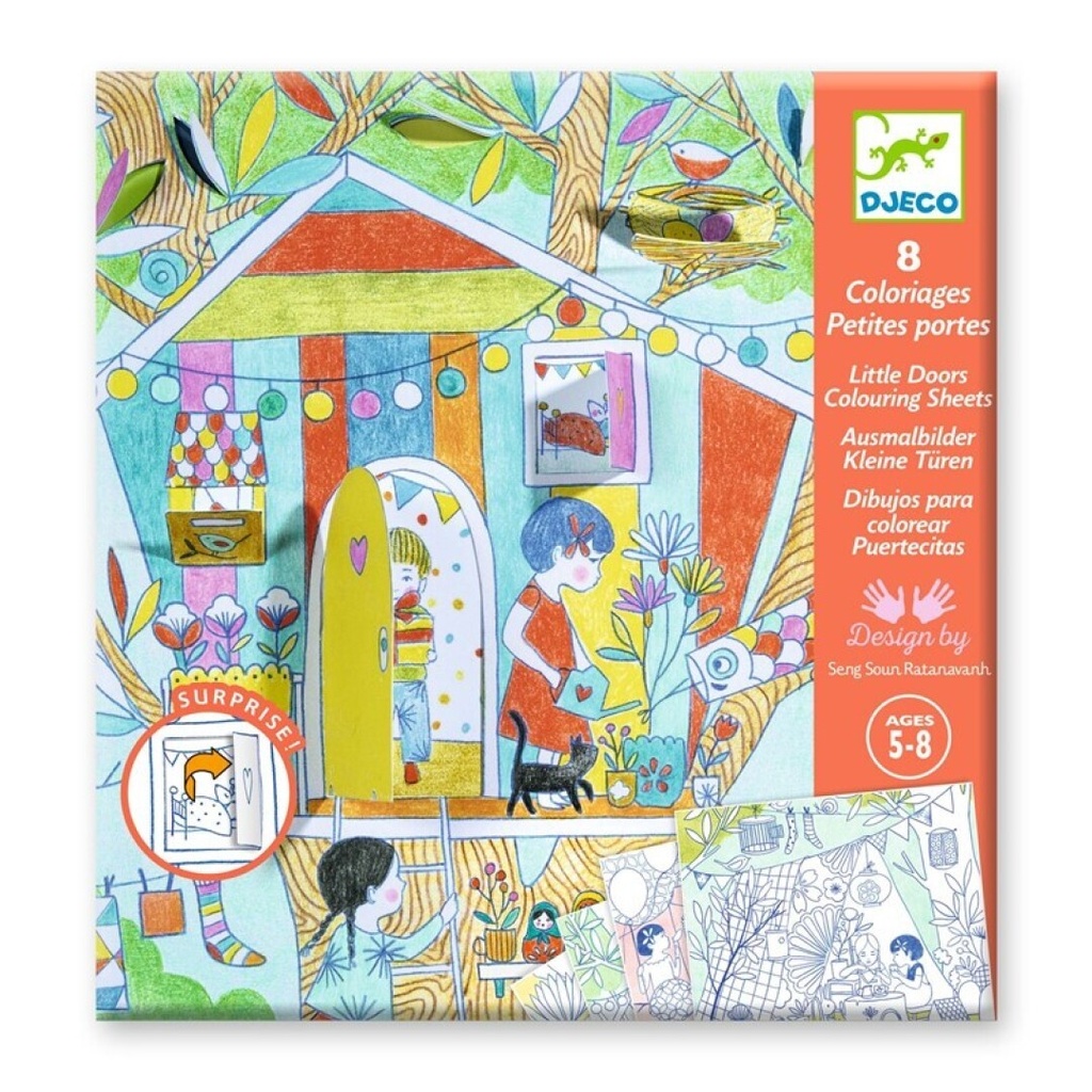Colorea Las cabañas de Nina Djeco Manualidades de 5 a 8 años