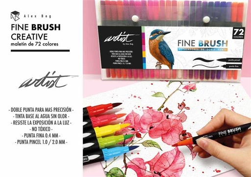 [AB-0572] MALETIN 72 ROTULADORES FINE BRUSH CREATIVE 2 PUNTA