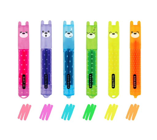 [MHKIT4] Set de 6 Mini Subrayadores - Teddy's Mood 