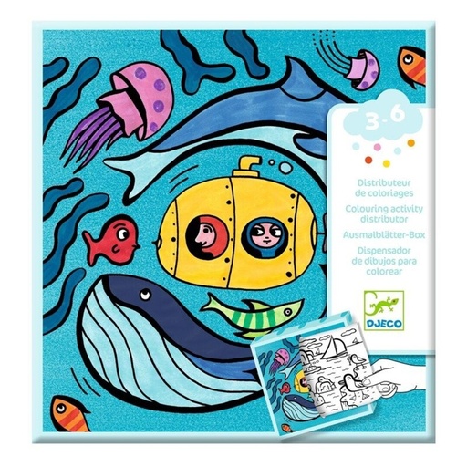 [30051] Dispensador de 10 dibujos para colorear + 10 juegos sorpresa Océano Manualidades de 3 a 6 años Djeco