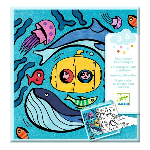 [DJ00051] Dispensador de 10 dibujos para colorear + 10 juegos sorpresa Océano Djeco de 3 a 6 años